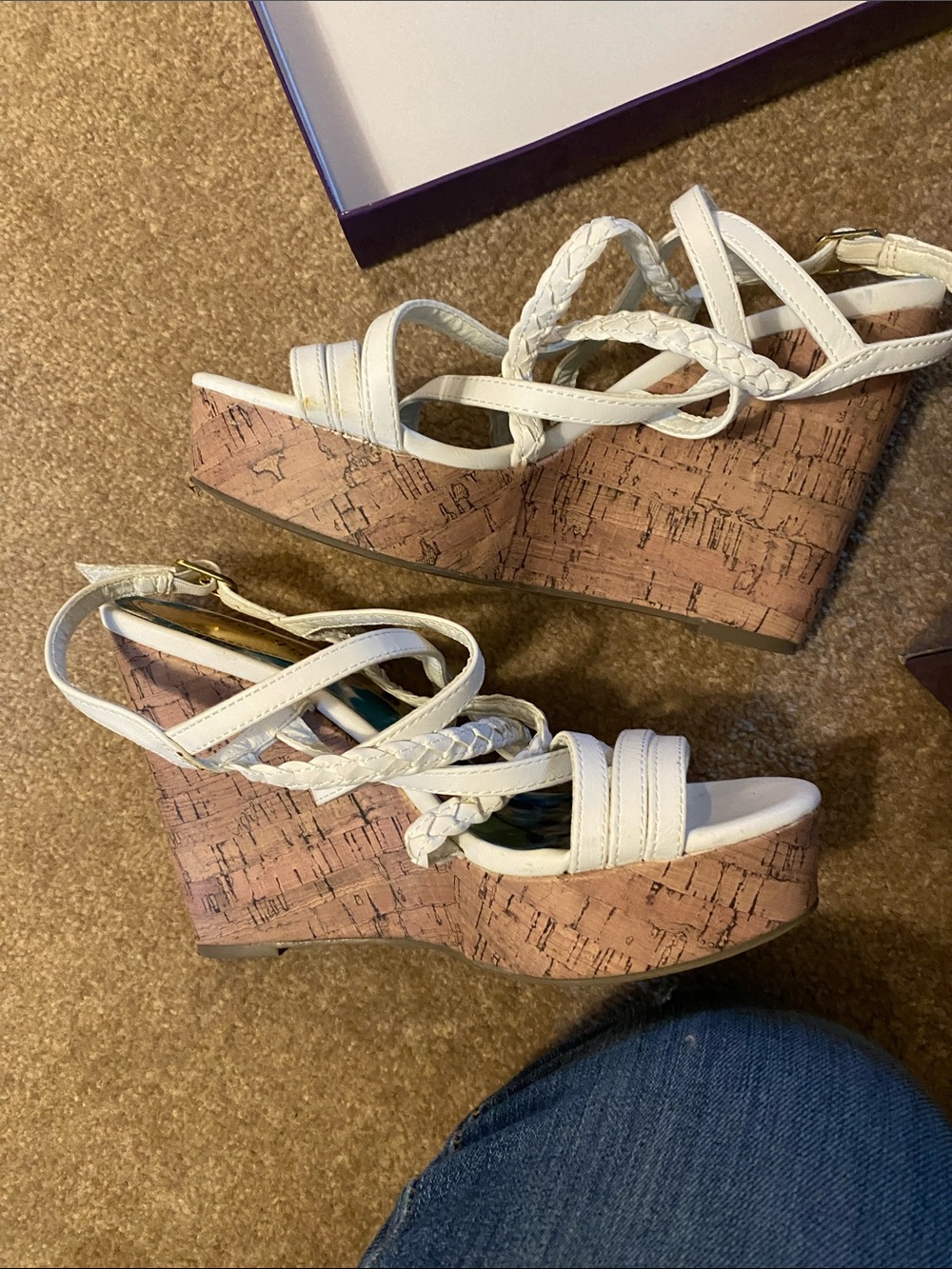 Madden girl white braid wedges 7.5